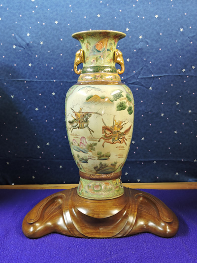 花台（流） solid wood hand carved vase pedestal正面