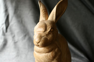 うさぎ wood carving rabbit 頭部