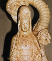 騎龍観音像 Dragon with kannon of wood carving